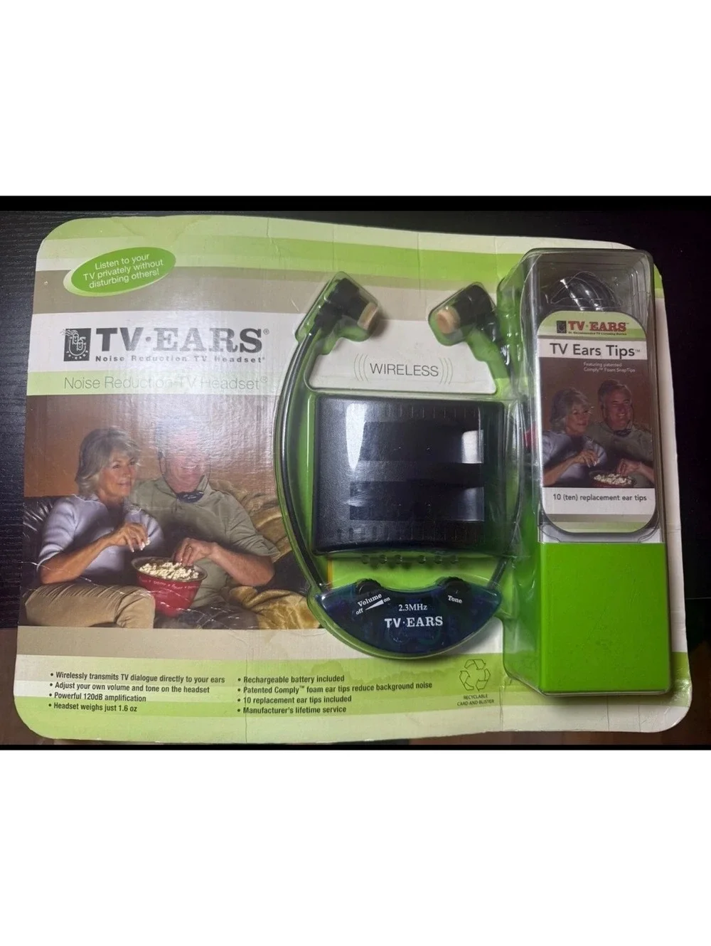 TV Ears Wireless Noise Reduction TV Headset with Replacement Ear Tips